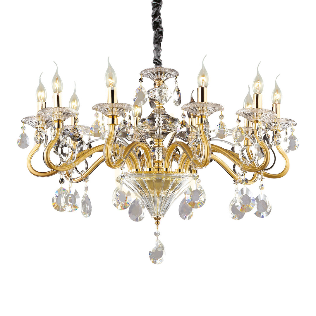 Pendelleuchte Ideallux Negresco SP10 Gold Kristall Glas 10-flammig 087771