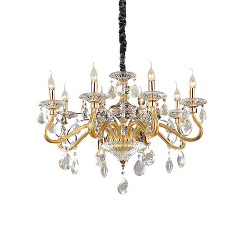 Check Pendant Light Ideallux Negresco SP8 Gold Crystal Glass 73.5 cm 087764