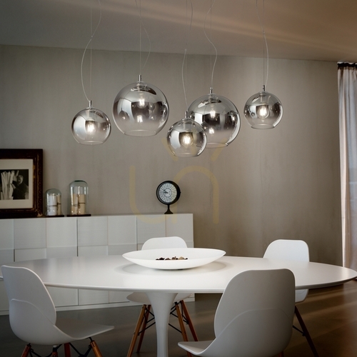 Check Pendant Light Ideallux Nemo SP1 D40 Fume Glass Chrome 094229