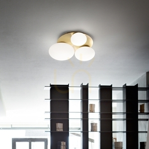 Ceiling Light Ideallux Ninfea PL3 Brass Glass 46 cm 293660 small 1