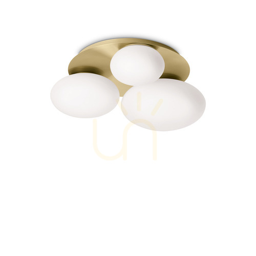 Check Ceiling Light Ideallux Ninfea PL3 Brass Glass 46 cm 293660