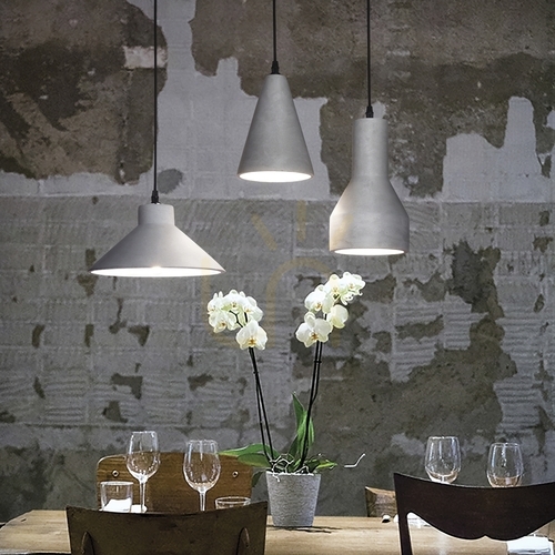 Check Pendant Light Ideal Lux Oil SP1 Grey Concrete 15 cm 110417