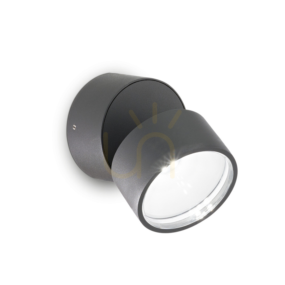 Outdoor Wall Lamp Ideal Lux Omega Round Anthracite 9 cm LED 4000K 285467