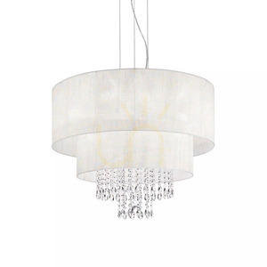 Pendant Light Ideallux Opera SP6 White Glass Fabric Crystal 71cm 068299 small 1