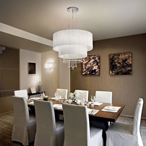 Pendant Light Ideallux Opera SP6 White Glass Fabric Crystal 71cm 068299 small 2