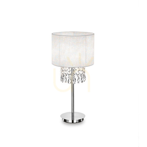 Check Table Lamp Ideal Lux Opera TL1 White Chrome Crystal Fabric E27 068305