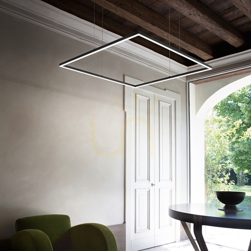 Check Pendant Light Ideallux Oracle Slim Square Black 90cm 3000K 259208