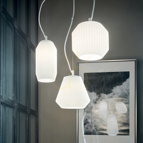 Check Pendant Light Ideallux Origami SP3 White Glass 40 cm 198095