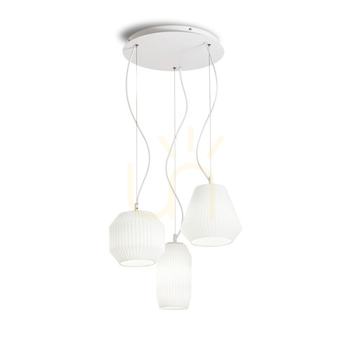 Check Pendant Light Ideallux Origami SP3 White Glass 40 cm 198095