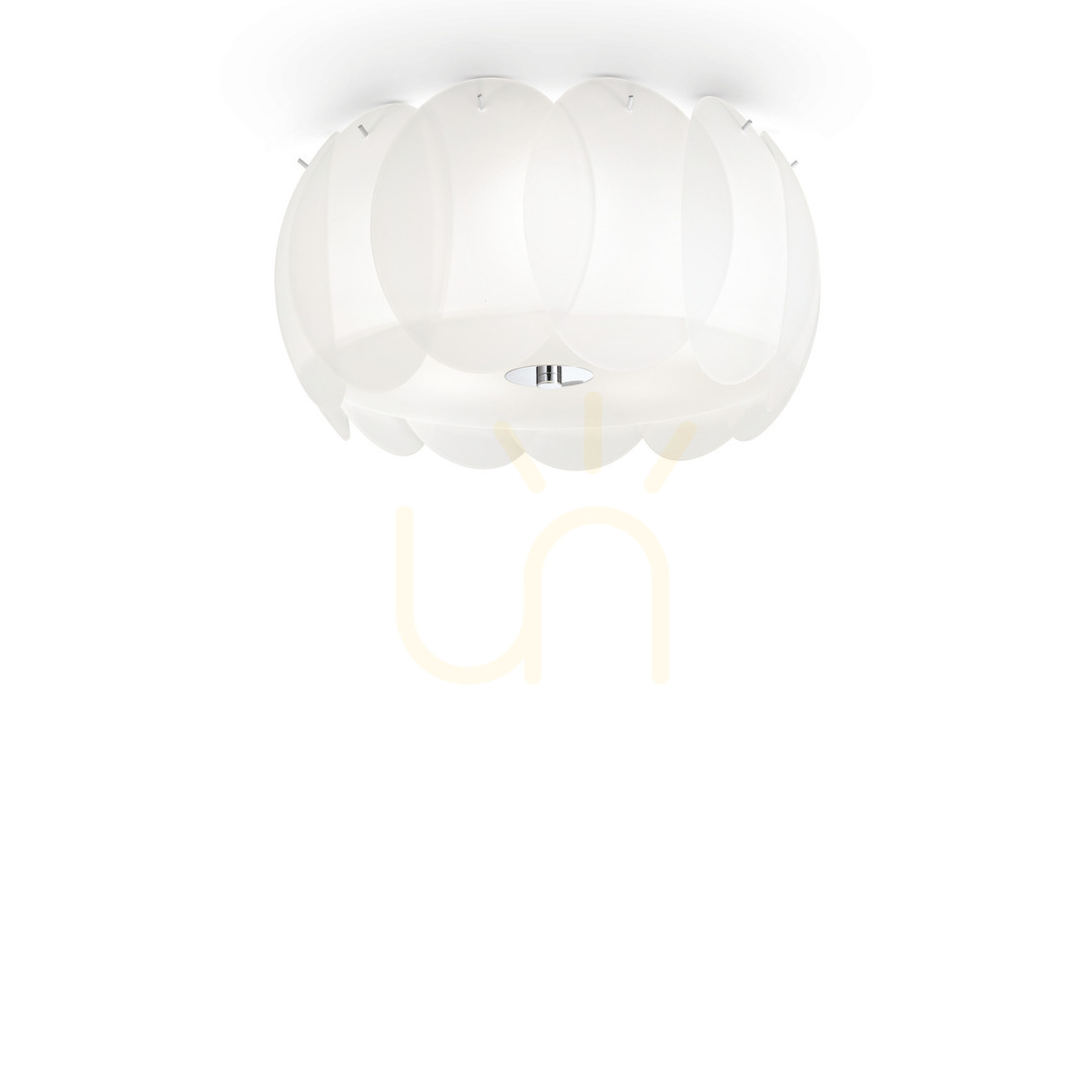 Plafon Ideallux Ovalino PL5 biały szklany 42,5 cm 093963