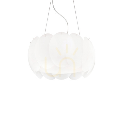 Check Pendant Light Ideallux Ovalino SP5 White Glass 44 cm 074139