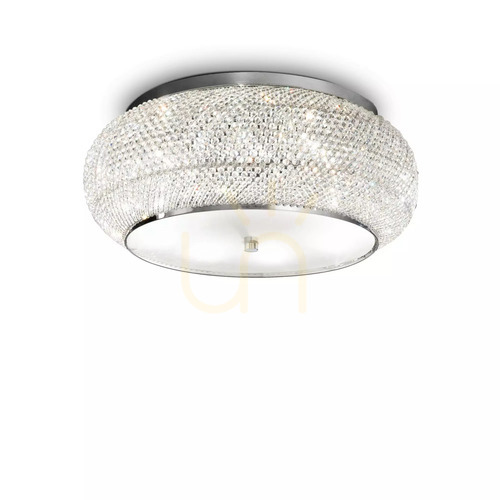 Check Plafon Ideallux Pasha PL10 Cromo 100746 chrome crystal ceiling light 55 cm