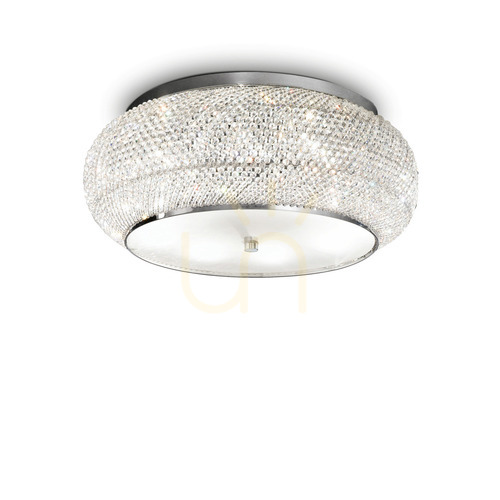 Check Plafon Ideallux Pasha PL10 Cromo 100746 chrome crystal ceiling light 55 cm