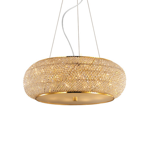 Check Pendant Light Ideal Lux Pasha SP14 Gold Crystal 65 cm 164984