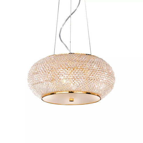 Check Pendant Light Ideal Lux Pasha SP6 Gold Crystal 40 cm 082172