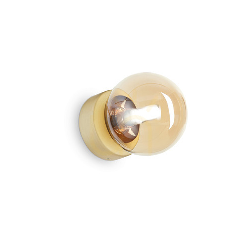 Check Wall Light Ideallux Perlage AP1 Ambra Brass Glass G9 317809