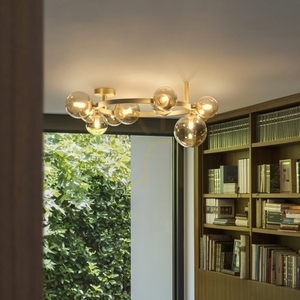 Plafon Ideallux PERLAGE PL10 AMBRA amber glass brass 70 cm 327808 small 2
