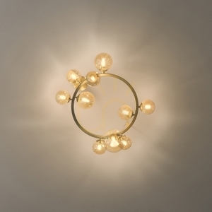 Plafon Ideallux PERLAGE PL10 AMBRA amber glass brass 70 cm 327808 small 4