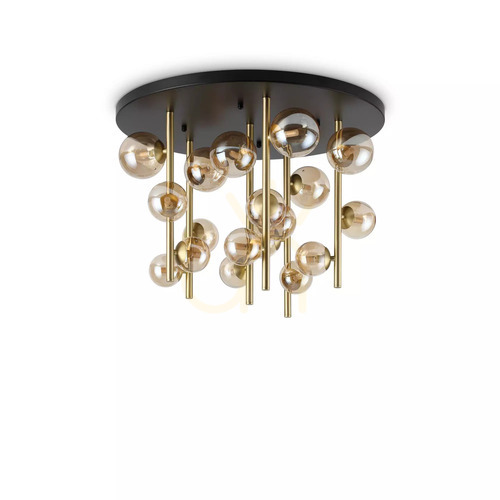 Check Plafon Ideallux PERLAGE PL18 Bianco 70 cm 18xG9 brass glass 328393
