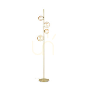 Standing Lamp Ideallux Perlage PT4 Ambra Brass Glass 164 cm 317816 small 0