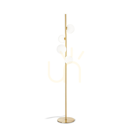 Check Standing Lamp Ideallux Perlage PT4 White Brass Glass 277967