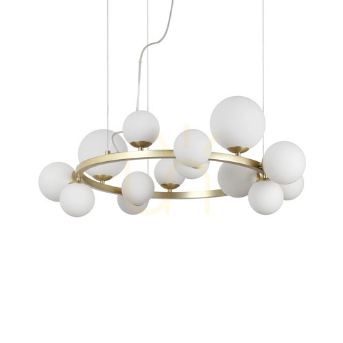 Check Pendant Light Ideal Lux Perlage SP14 White Brass Glass 85 cm 283814