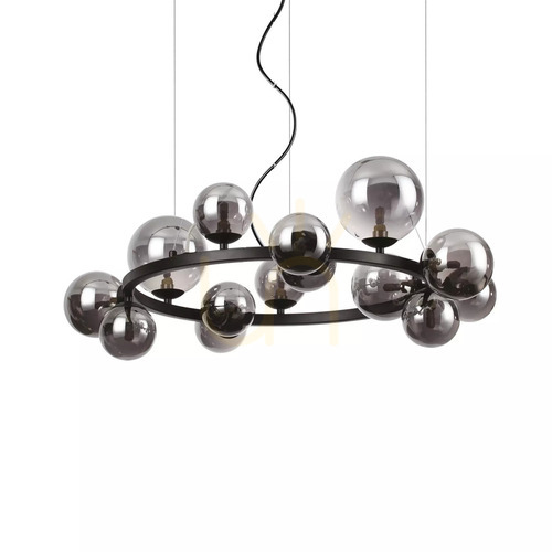 Check Pendant Light Ideal Lux Perlage SP14 Fume Glass Black 85 cm 271385