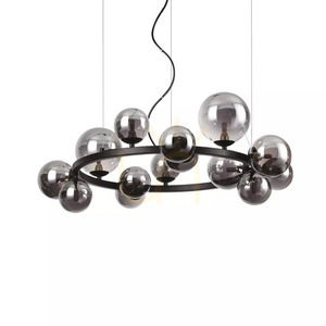 Pendant Light Ideal Lux Perlage SP14 Fume Glass Black 85 cm 271385 small 1