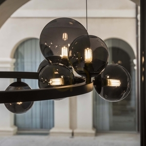 Pendant Light Ideal Lux Perlage SP14 Fume Glass Black 85 cm 271385 small 5