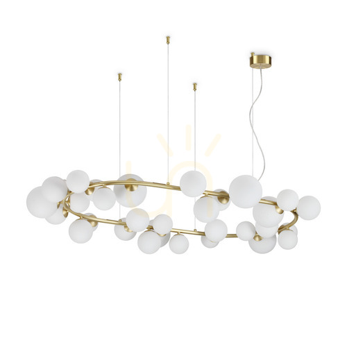 Check Pendant Light Ideallux Perlage SP30 Bianco White Brass Glass 143 cm 296746