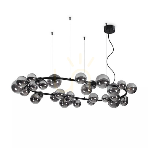 Check Pendant Light Ideal Lux Perlage SP30 Fume 30-Light Black Glass 296753