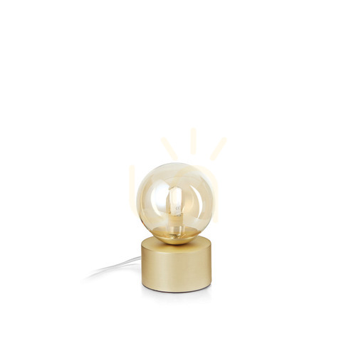Check Table Lamp Ideallux Perlage TL1 Ambra Amber Glass Metal 317823