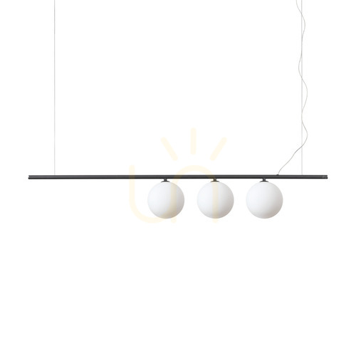 Check Pendant Light Ideal Lux Perline SP3 Nero Black 3-Light Glass Metal 307008