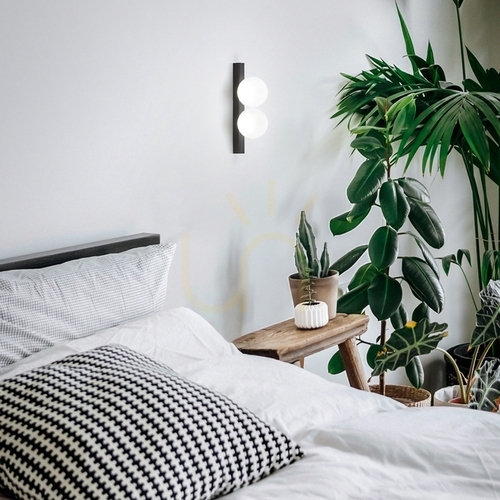 Check Wall Light Ideallux Binomio AP2 Black Metal Glass LED 6W 313252