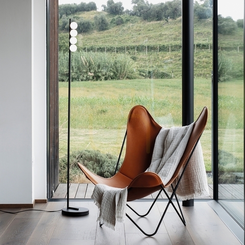 Check Standing Lamp Ideallux Binomio PT4 Brass Glass LED 155 cm 328324