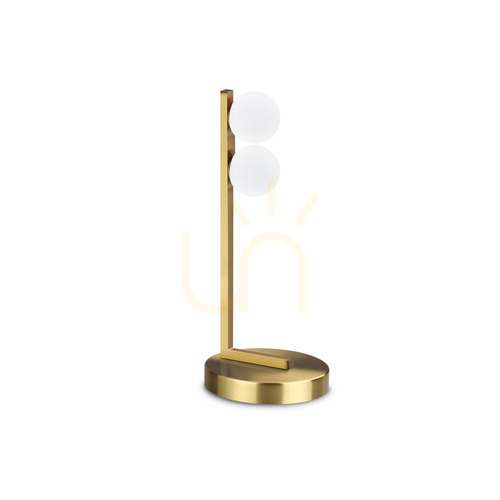 Check Table Lamp Ideal Lux Binomio Ping Pong TL2 Brass Glass 35 cm 328300