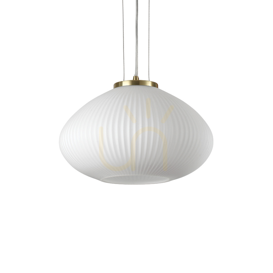 Pendant Light Ideallux Plisse SP1 D35 Brass Glass 35 cm 264547