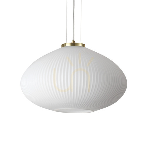 Check Pendant Light Ideallux Plisse SP1 D45 Brass Glass 285191