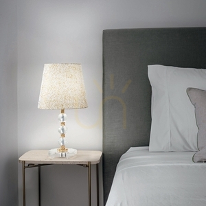 Table Lamp Ideallux QUEEN TL1 Medium Gold Fabric Shade E27 077741 small 1