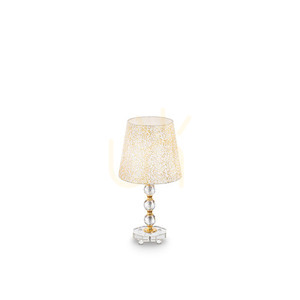 Table Lamp Ideallux QUEEN TL1 Medium Gold Fabric Shade E27 077741 small 0