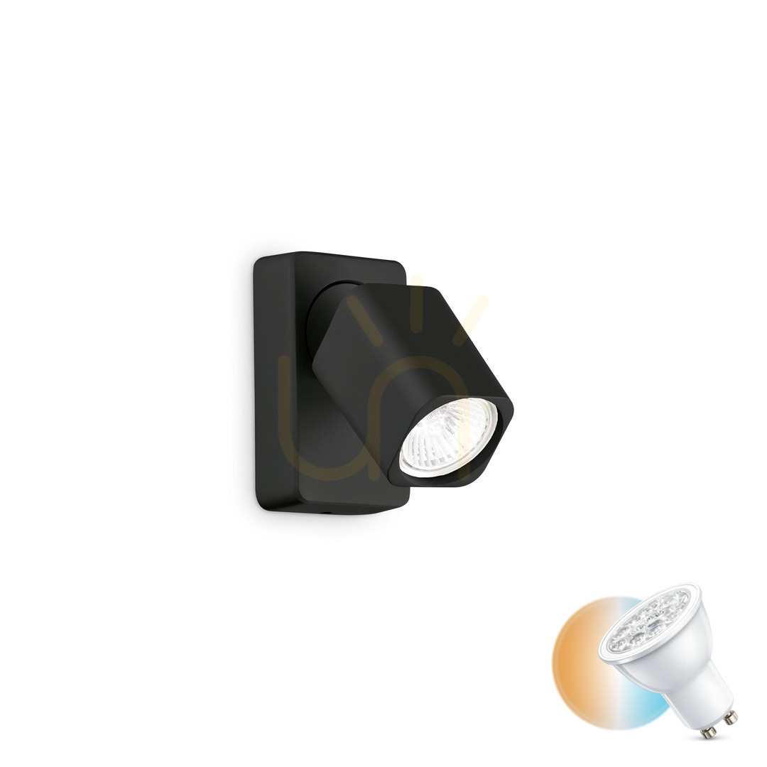 Wall Light Ideallux Rudy AP1 Square Black GU10 321530