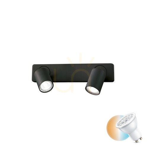 Check Wall Light Ideallux Rudy AP2 Round Black 2xGU10 229034