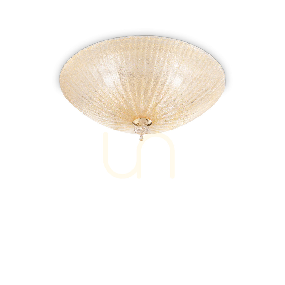 Plafon Ideallux Shell PL3 Ambra 140179 bursztynowy szklany 40 cm
