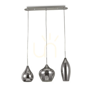 Pendant Light Ideal Lux Soft SP3 Fume 60 cm Glass Chrome 111865 small 0