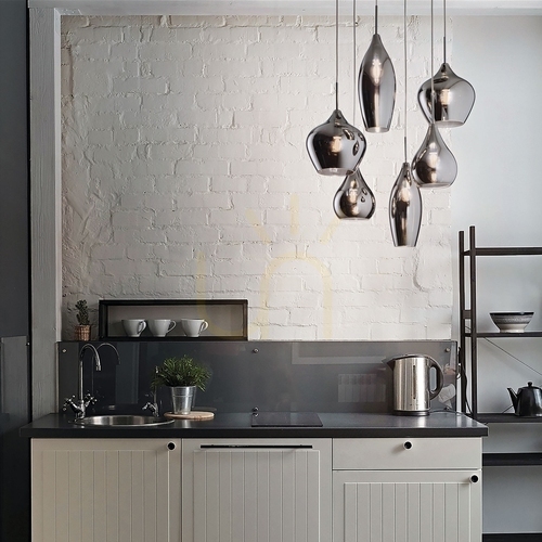 Check Pendant Light Ideallux Soft SP6 Fume 60 cm Glass Chrome 111841