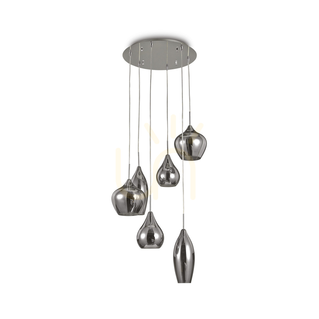 Pendelleuchte Ideallux Soft SP6 Fumé chrom Glas 6-flammig E14 111841