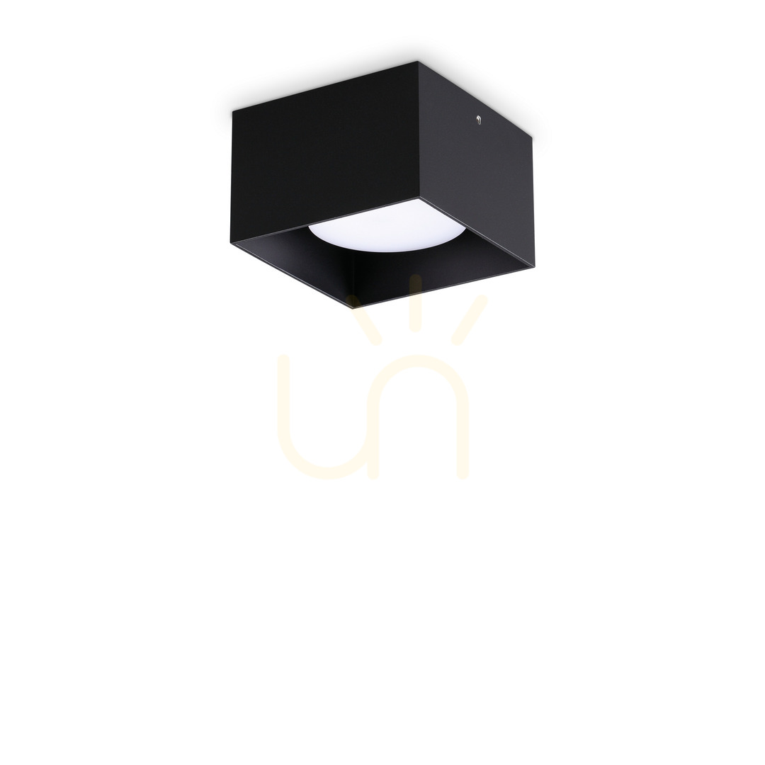 Plafon Ideallux SPIKE PL1 Square Nero czarny 10 cm 317496