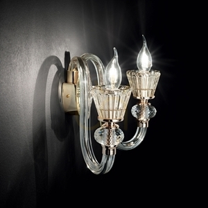Wall Light Ideallux Strauss AP2 Gold Glass 2xE14 140599 small 2