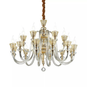 Pendant Light Ideallux Strauss SP18 Gold Glass 85 cm 140629 small 1
