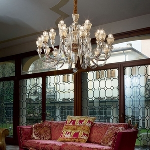 Pendant Light Ideallux Strauss SP18 Gold Glass 85 cm 140629 small 2
